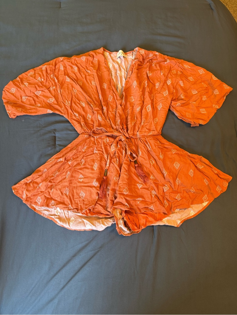 Aura Orange Printed Tie-Waist Romper